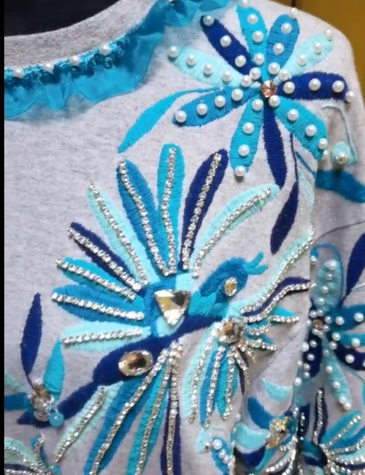 SUDADERA JARDÍN DE AGUAMARINAS | Colección Majestic | ETNIKA STUDIO™